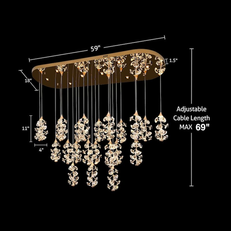 Cascading Crystal LED Linear Chandelier