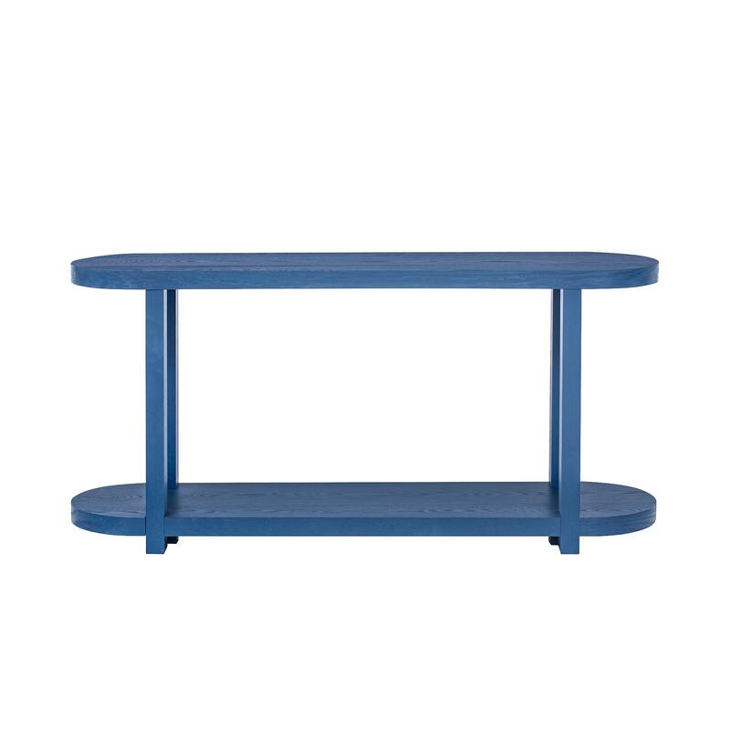 63" Oval Console Table with Ash Veneer, Sleek Design