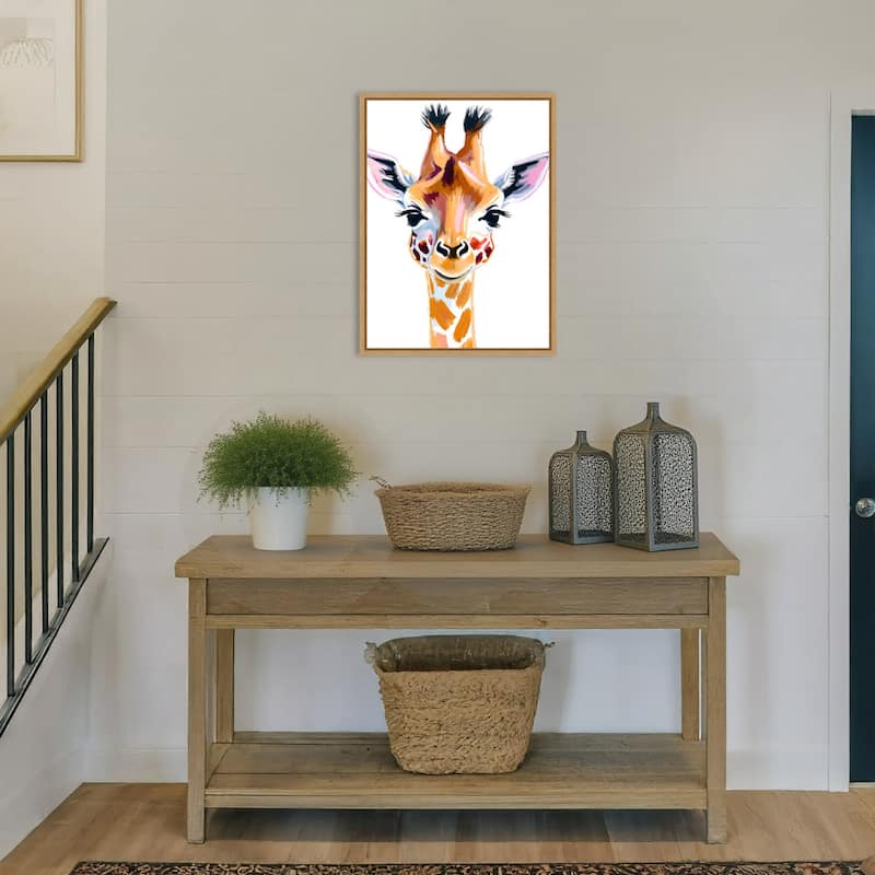 Giraffe by Ohkimiko Framed Canvas Wall Art