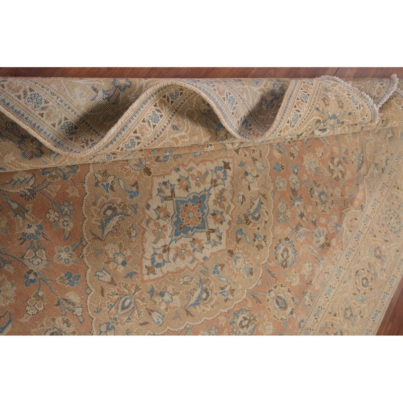 Traditional Mashad Vintage Persian Area Rug Handmade Wool Carpet - 7'0" x 9'10"