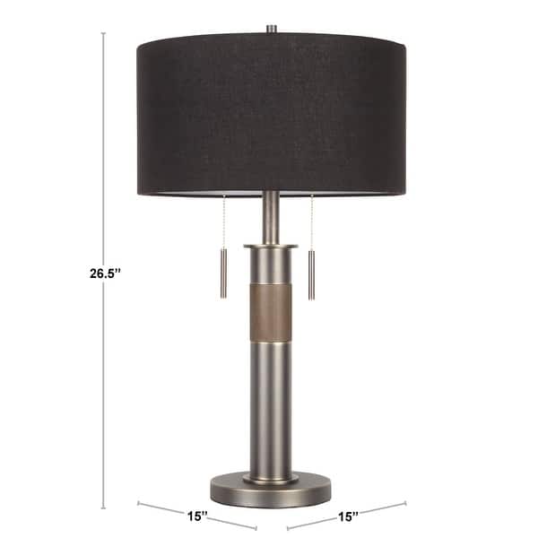 Carbon Loft Lupone Industrial Table Lamp with Black Drum Shade - N/A