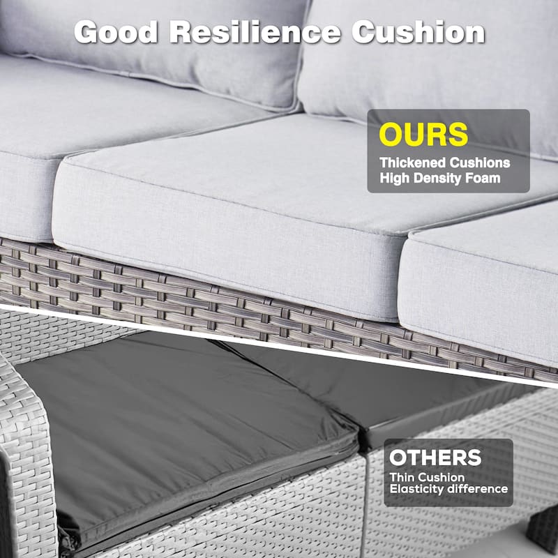 OVIOS 5-piece Patio Wicker High Back Conversation Set