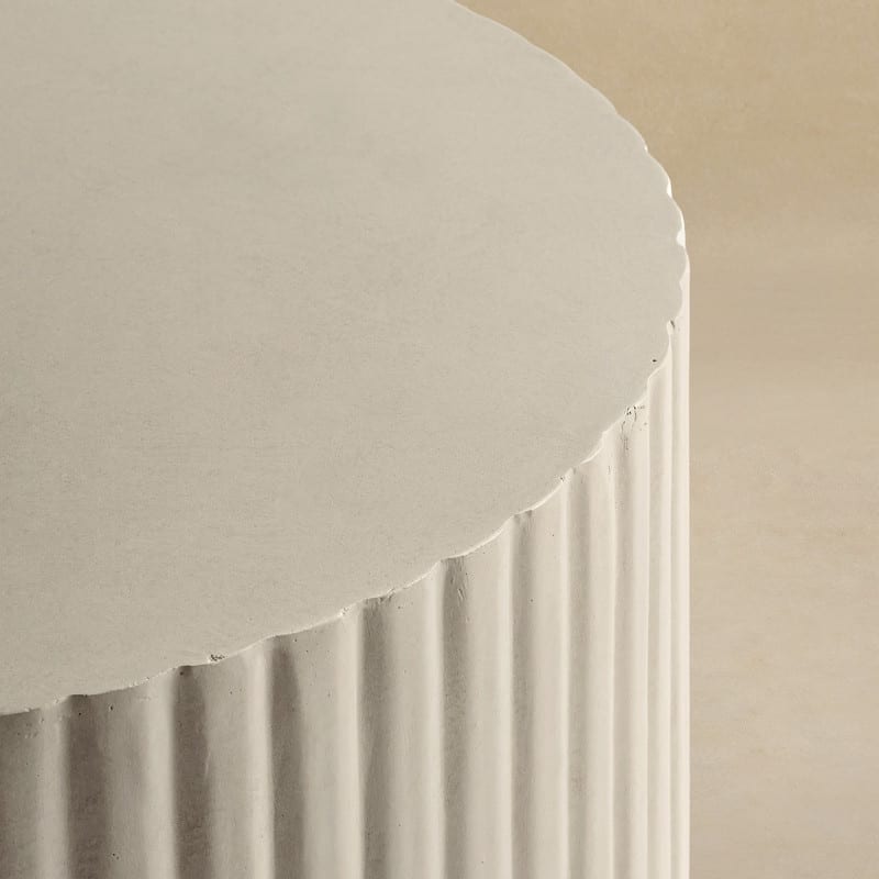Modern Ribbed Round Concrete Coffee Table