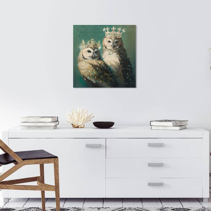 Wynwood Studio Canvas Animals Owl Kingdom Brown and Tan Traditional Wall Art Canvas Print - Brown, Green - 20 x 20