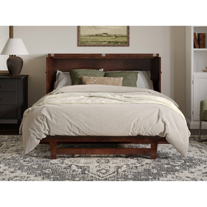 Solid Wood Murphy Bed Chest with Mattress & Charger - Twin, Full Sizes - Space Saving Furniture