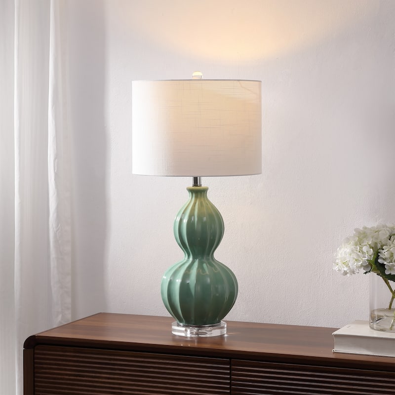 Wynne 28" Glass LED Table Lamp, Seafoam Green by JONATHAN Y - Seafoam Green