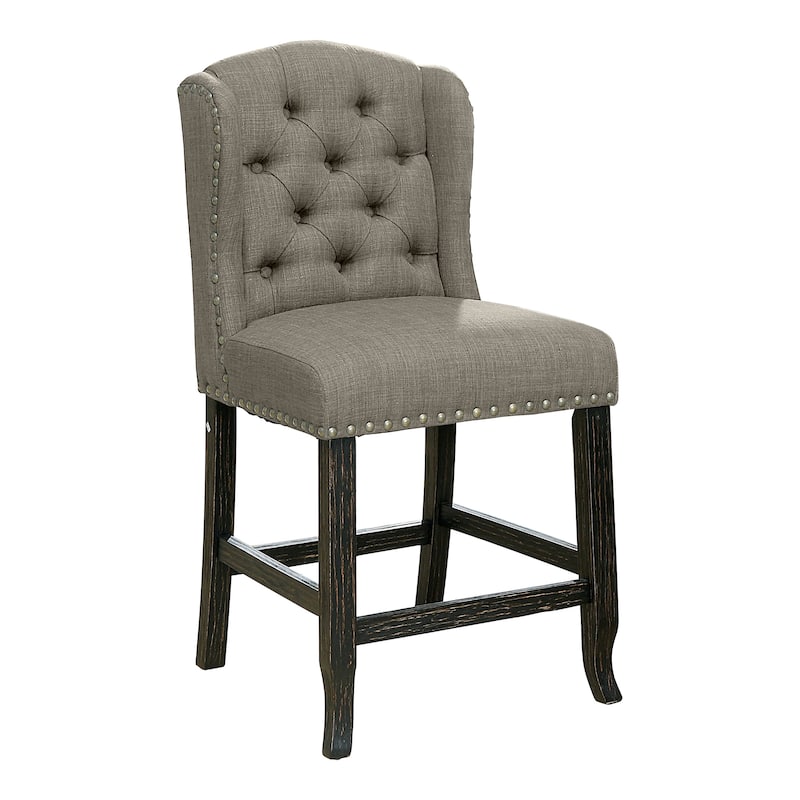 Tays Rustic Linen Tufted Counter Height Stools (Set of 2) by Furniture of America