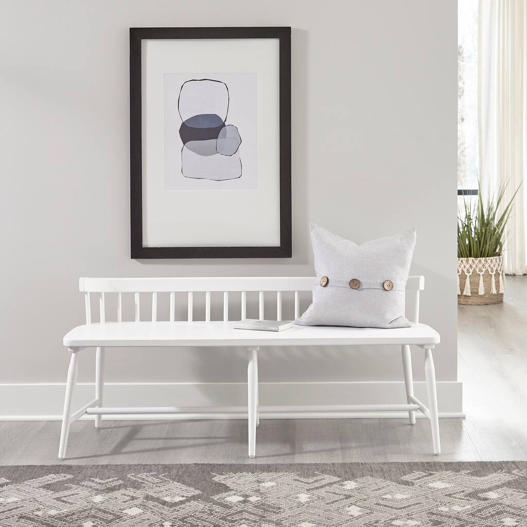 Palmetto Heights Two-Tone Shell White and Driftwood Bed Bench - Width 58" x Depth 20" x Height 25"