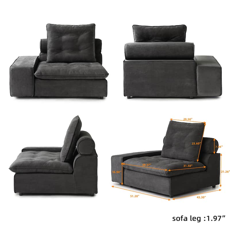 Stupendous Miami Modular Sofa Down Filled Curved Cloud Sectional Sofa 4 Seater with Ottoman