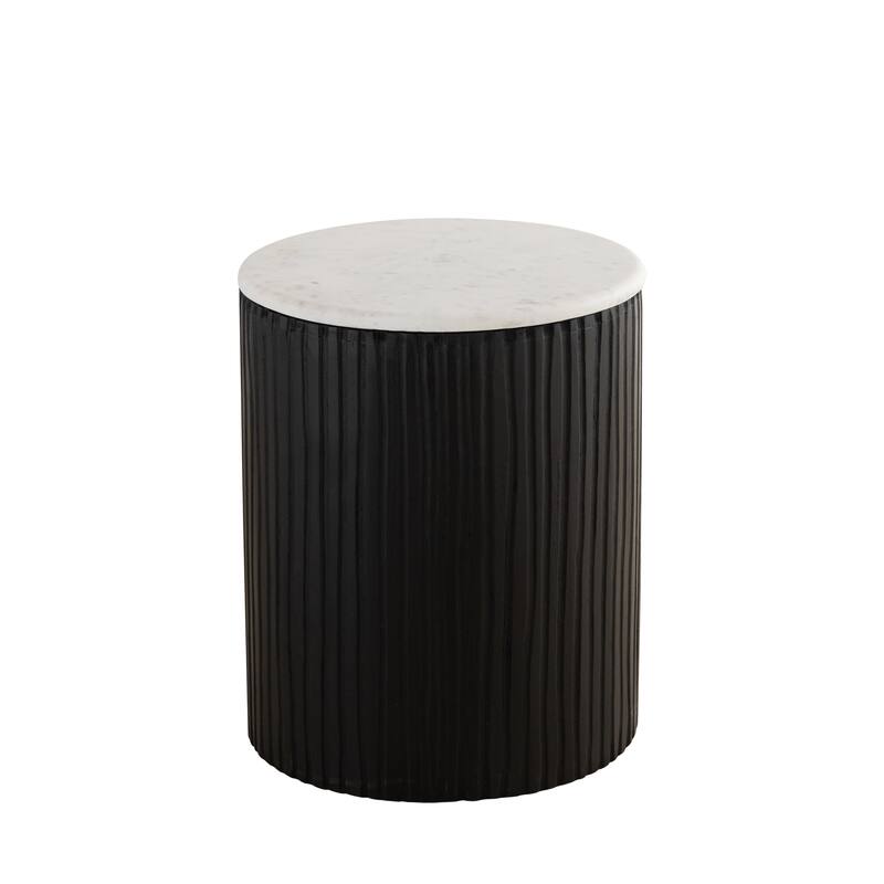 Albany Living 18" Marble Top Solid Wood Round End Table
