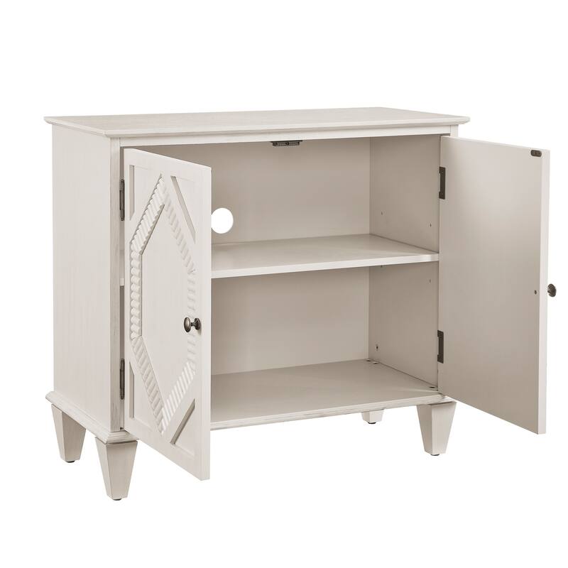33.6" Retro Wooden Sideboard Buffet Cabinet with Storage, Symmetrical Geometric Accent Display Cabinets, Media Console Credenza
