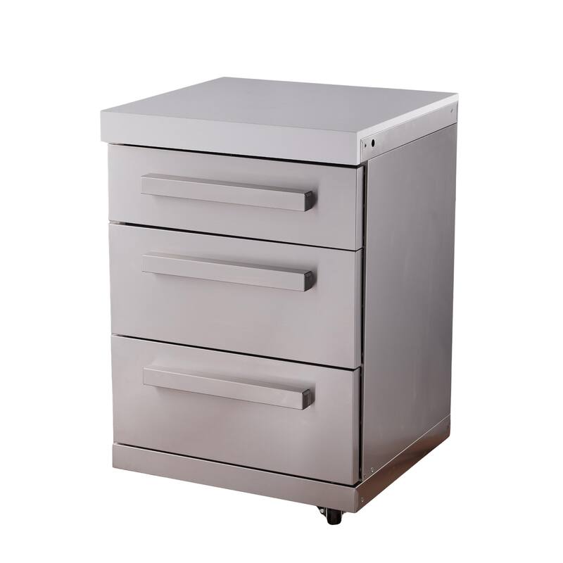 Mont Alpi MADRW-SS Extra Storage Soft-Closing 3-Drawer Slides Stainless Steel Right Cabinet Module for Deluxe & Original Series