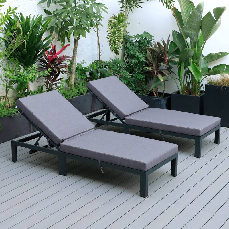 Chelsea Set of 2 Aluminum Armless Chaise Lounge Chair With Cushions for Outdoor Summer Patio Porch Beach Backyard Pool