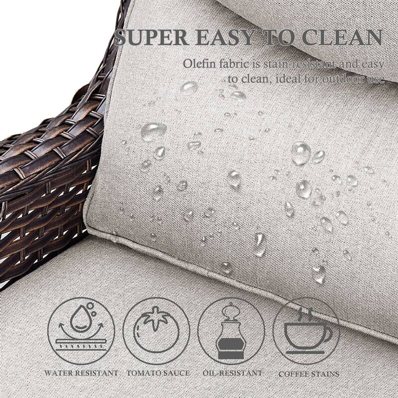 Arcadia 8-Piece Wicker Patio Conversation Set with Swivel Gliders and 6-Inch Thick Olefin Cushions