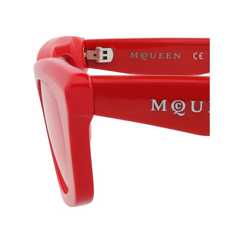Alexander McQueen Square-Frame Recycled Acetate Sunglasses, Cherry Lens, Shiny Solid Red Frame