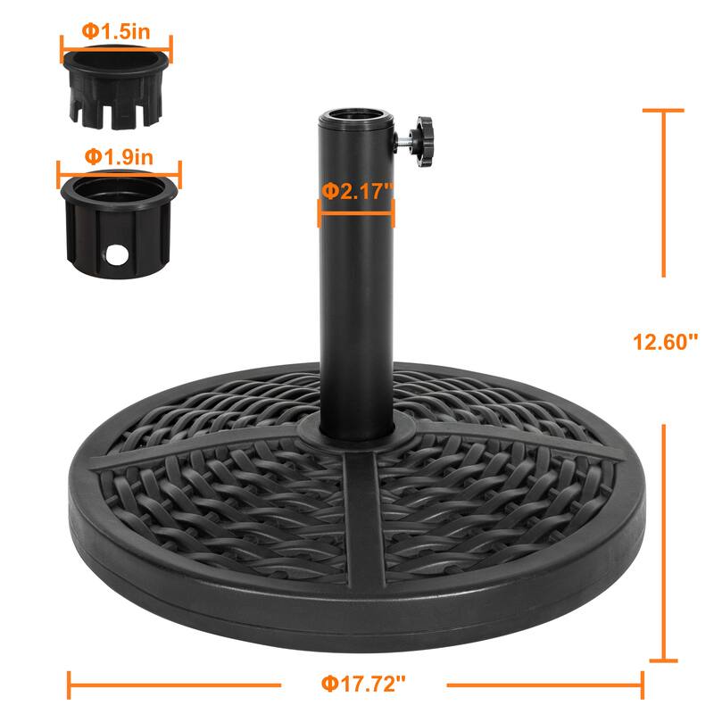 Outdoor 26 lb. Round Black Patio Umbrella Base, Polyethylene and Concrete
