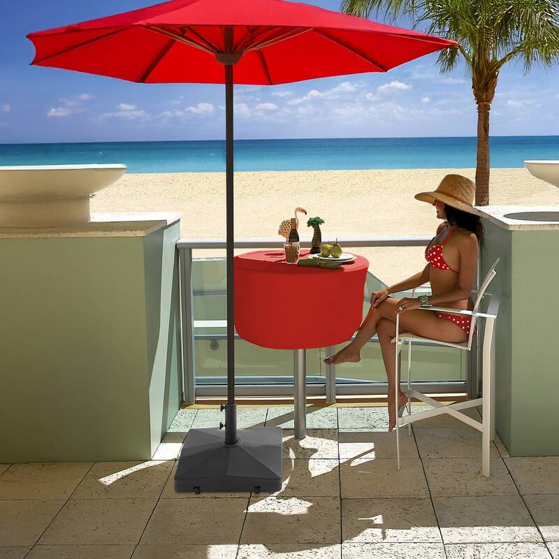 Fillable Mobile Umbrella Base Stand w Wheels for Patio Lawn Deck - 20"