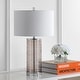 preview thumbnail 24 of 41, Coco 27.5" Modern Fused Glass Cylinder LED Table Lamp, Turquoise (Set of 2) by JONATHAN Y