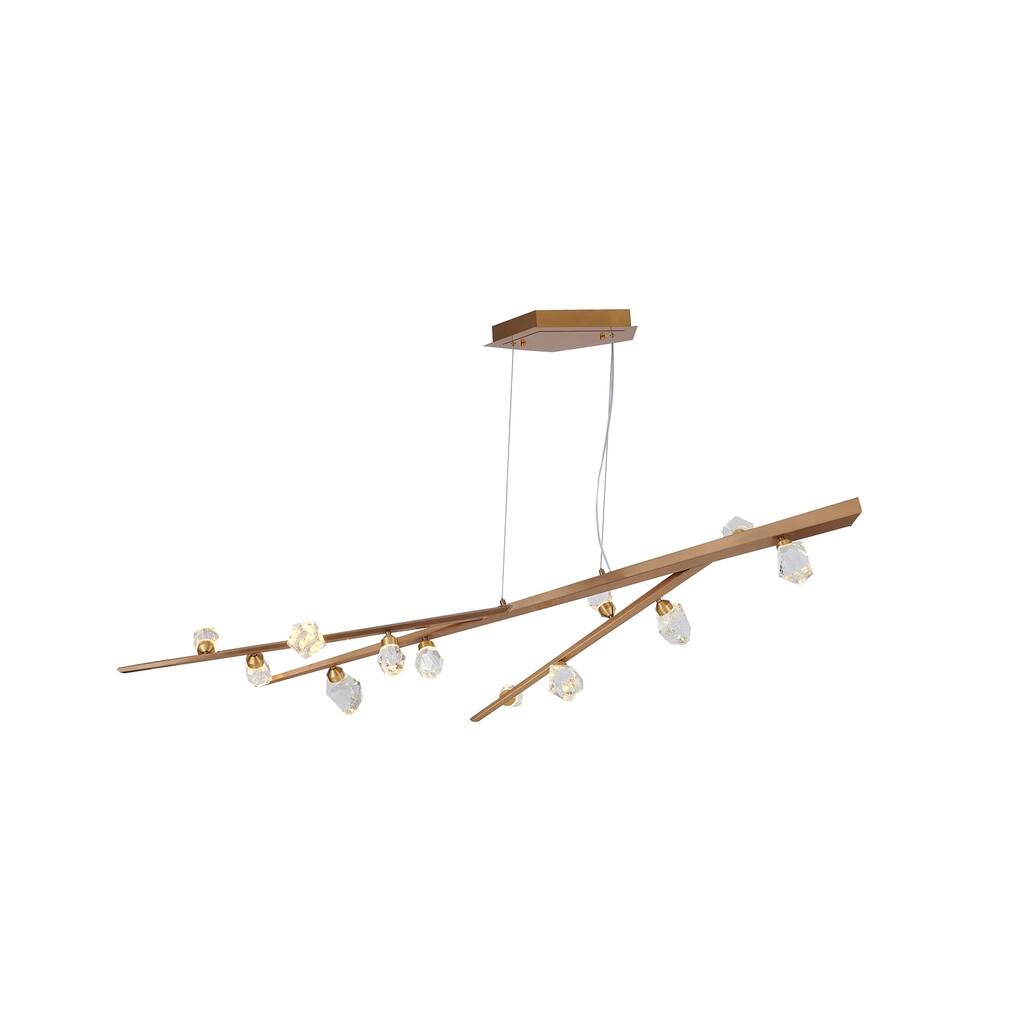 Modern Crystal Chandelier - Long Hanging Light Fixture for Dining Room, Living Room - 13.4