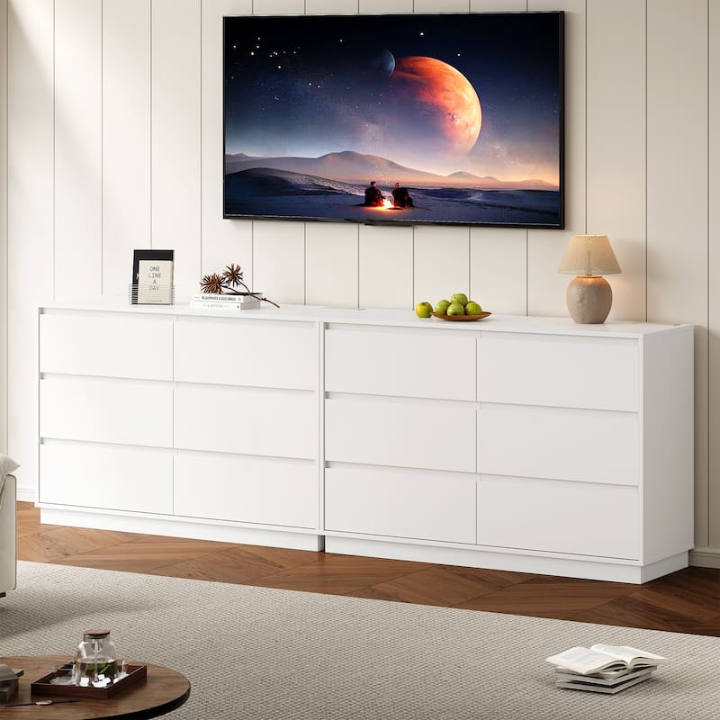 47" Wide 6 Drawer Dresser for Bedroom with Charging Station