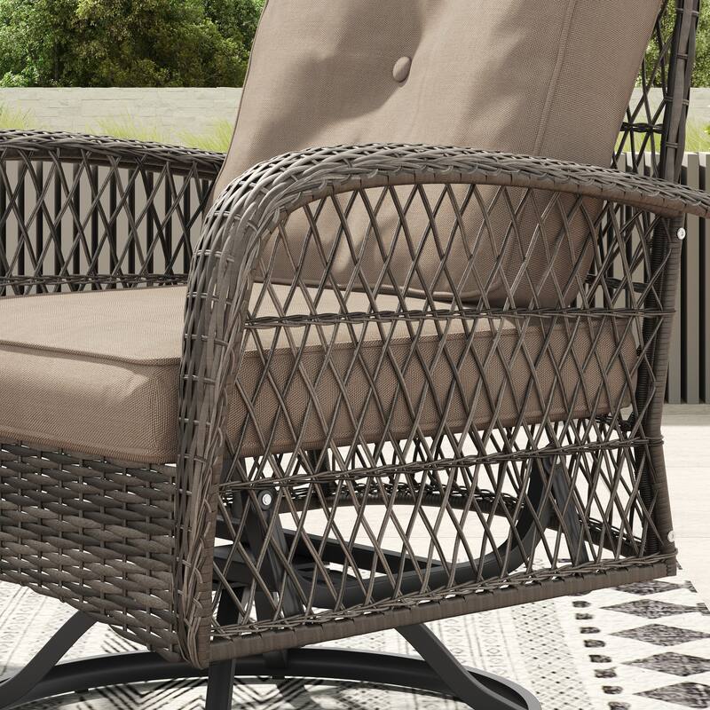 Corvus Livorno Outdoor 3-piece Steel Wicker Swivel Chat Set