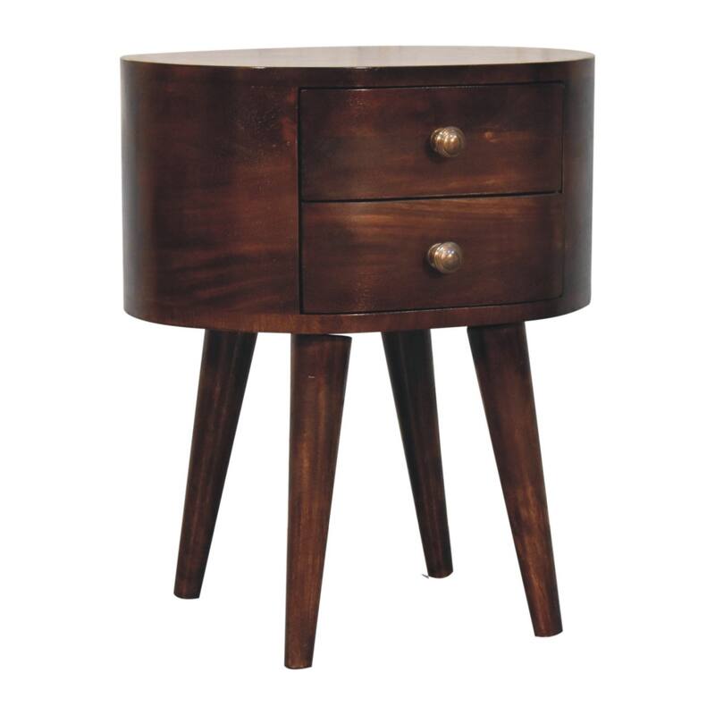 Artisan Furniture Solid Wood California Walnut Rounded Bedside Table, 2 drawer