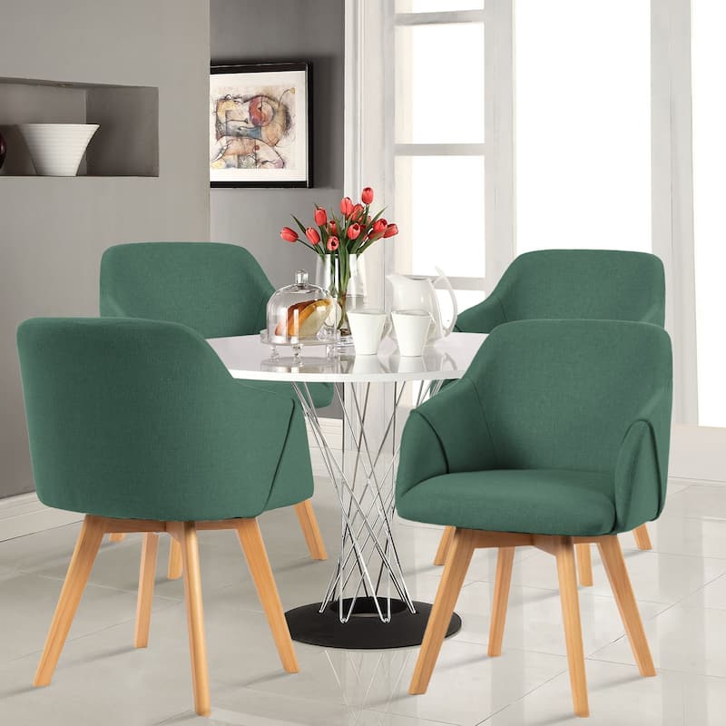 Upholstered Swivel Dining Chairs Set of 2 with Solid Wood Legs - 33.1" H x 21.5" W x 22.5" D