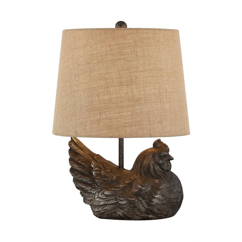 18"H Black Resin Chicken Table Lamp With Shade - 12.5" x 12.5" x 18"