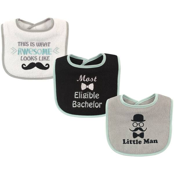 slide 1 of 1, Luvable Friends Baby Boy Cotton Drooler Bibs with Fiber Filling 3pk, Little Man, One Size - Little Man 3-Pack - One Size One Size - Little Man 3-Pack