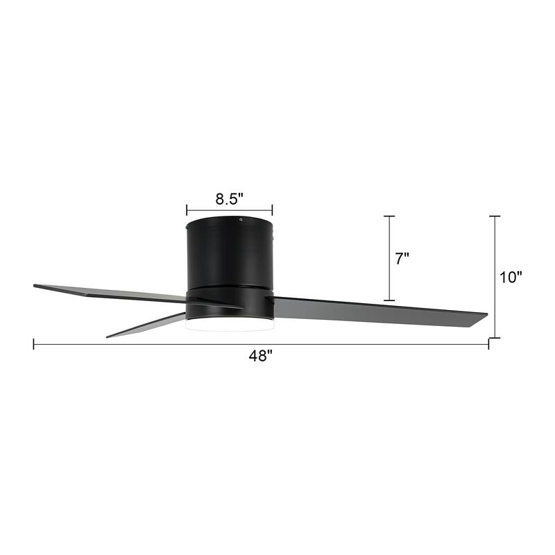 48 inch Modern 3-Blade Wooden Flush Mount Ceiling Fans with Light and Remote