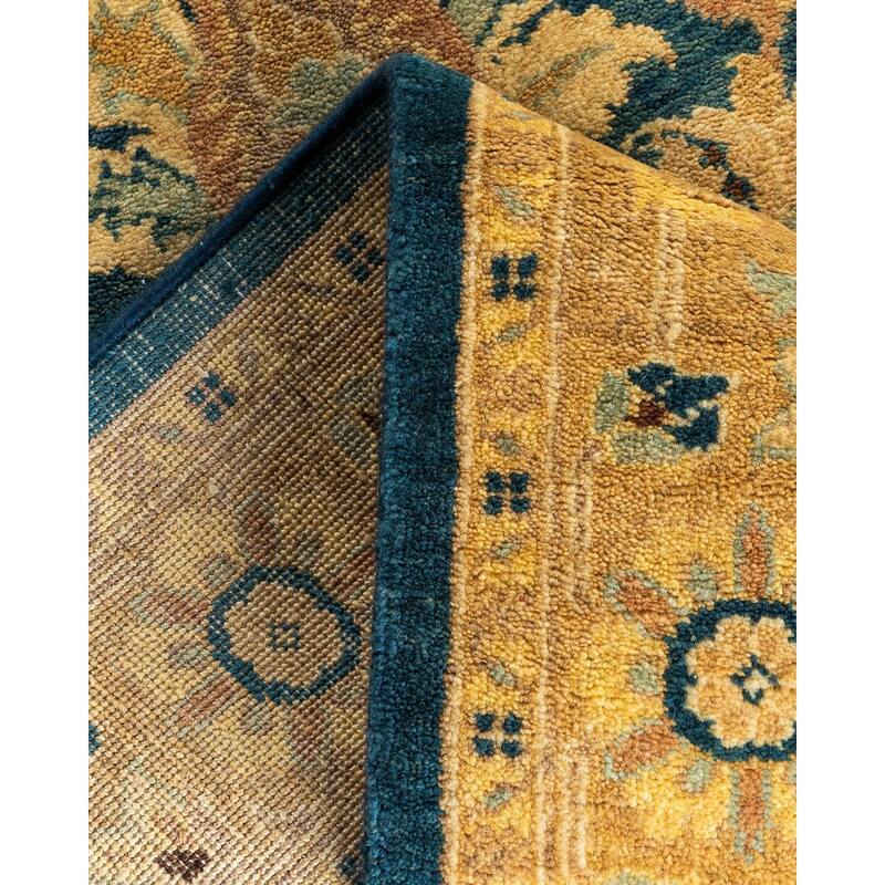 Ottoman, One-of-a-Kind Hand-Knotted Area Rug - Blue, 2' 7" x 10' 4" - 2' 7" x 10' 4"