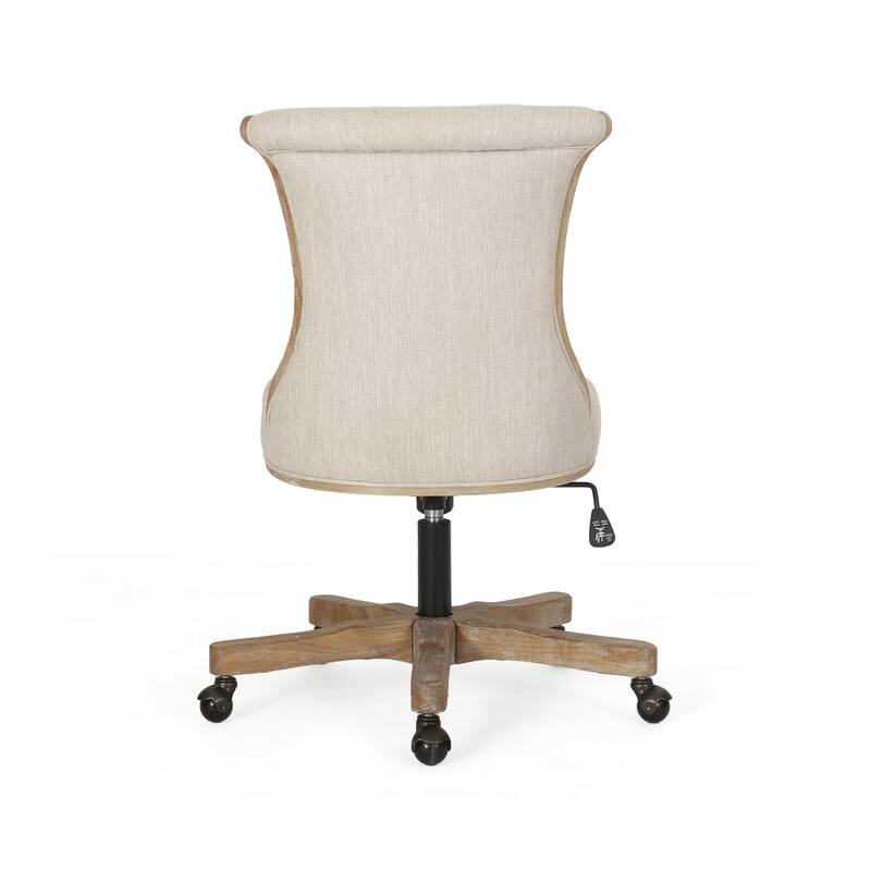 Roomfitters Upholstered Swivel Office Desk Chair with Adjustable Height and Wood Frame