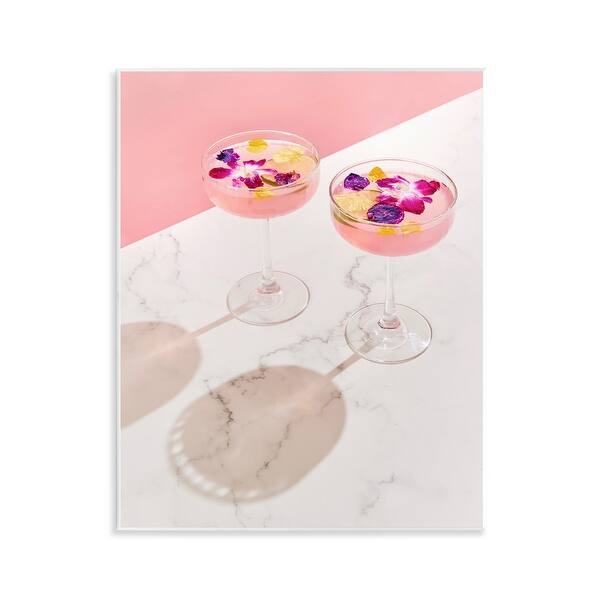 Stupell Pink Floral Cocktails Wall Plaque Art Design By LISH Creative ...
