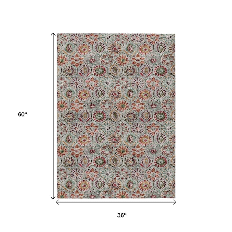 HomeRoots Floral Transitional Rectangle Outdoor Rug