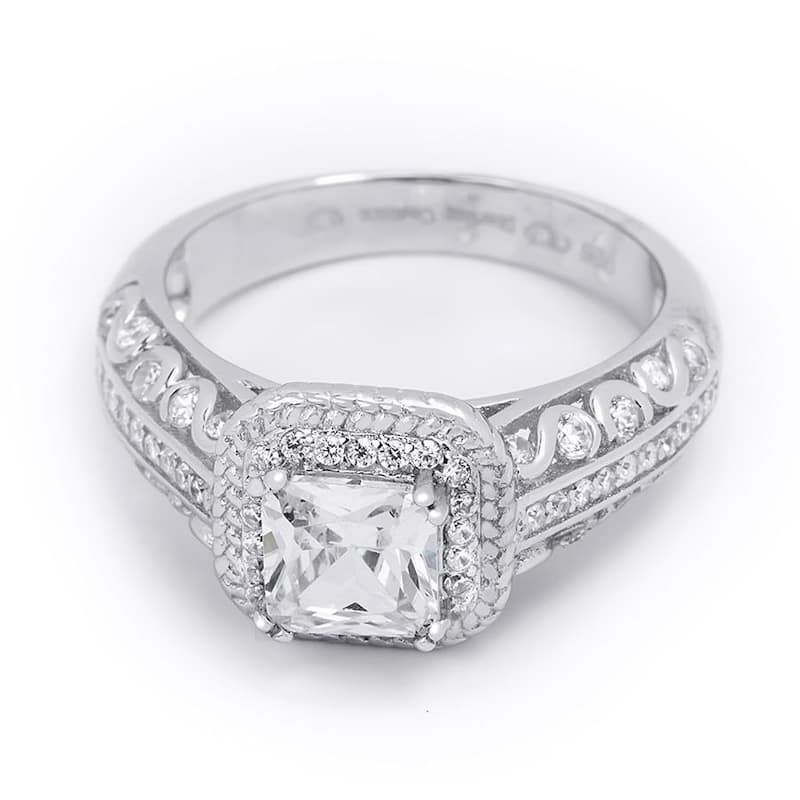 2.0 Carat Princess Cut Cubic Zirconia Ring Authentic Sterling Silver