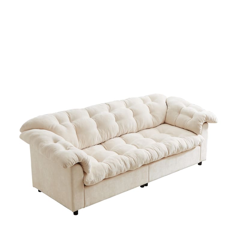 99.2" Fabric Modern Classic 3-Seater Sofa, Solid Wood Frame & Plush Cloud Cushioning