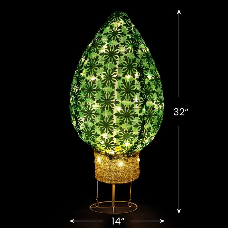 LED Lighted Retro Bulb Outdoor Christmas Decoration - 32" - Warm White - Green