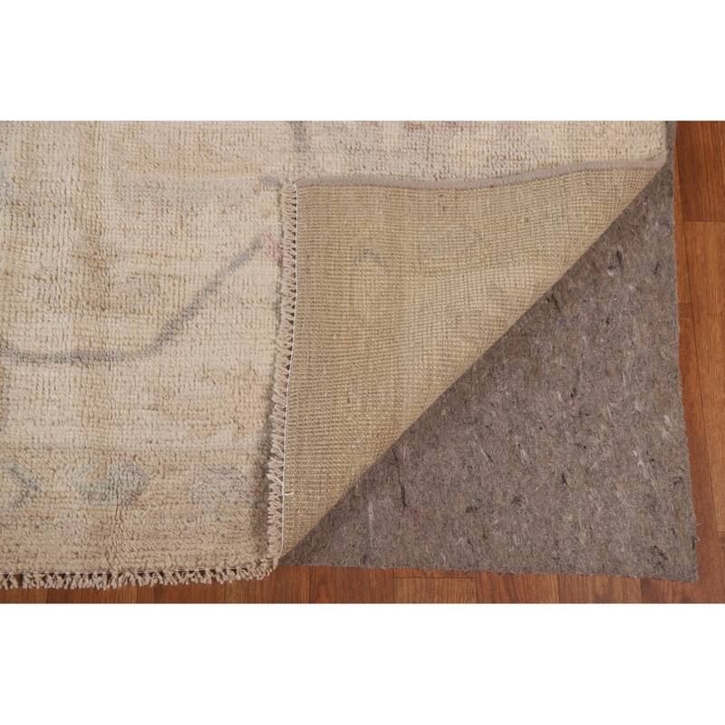 Vegetable Dye Oushak Turkish Area Rug Handmade Wool Carpet - 9'7"x 13'3"