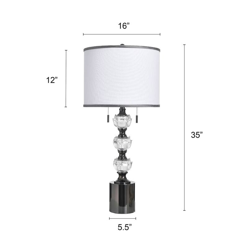 StyleCraft Coralie Glass Table Lamp - Hayla Silver - White Shade