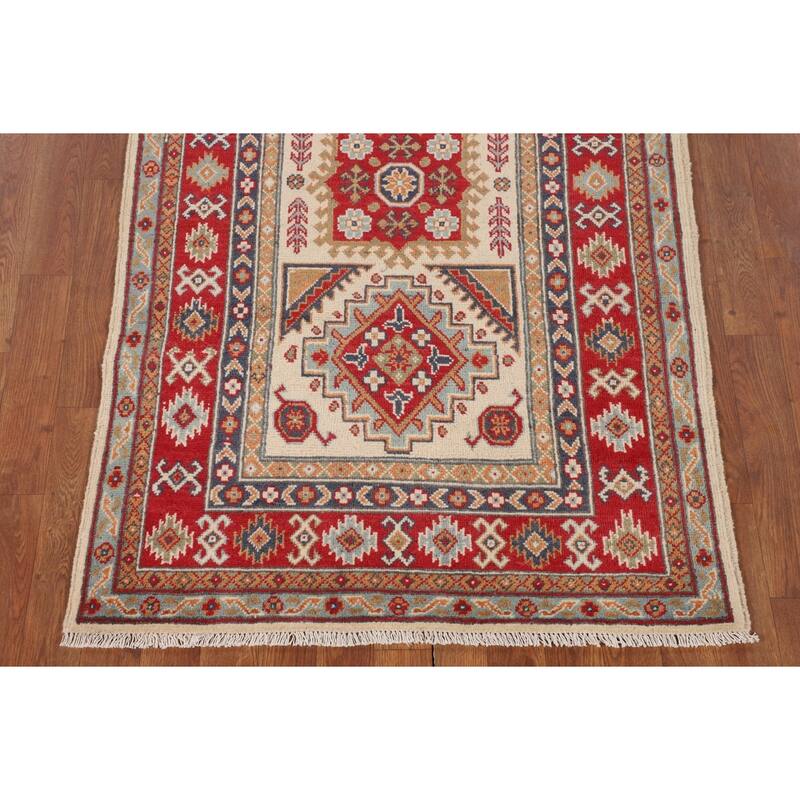 Kazak Accent Rug Hand-Knotted Traditional Beige Wool Carpet - 3'3" x 5'3"