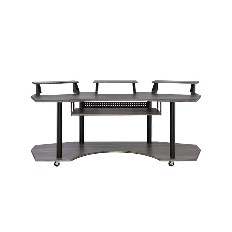 83" Eleazar Oak Finish Music Recording Studio Desk