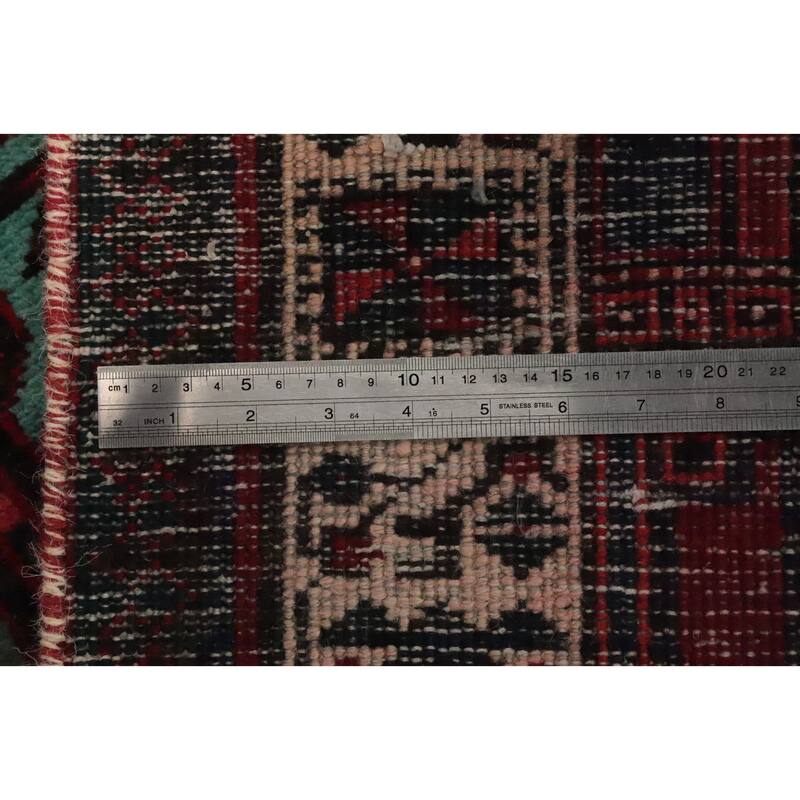 Hand Knotted Oriental 100% Wool Carpet Traditional Geometric Green Ardebil Runner Rug - 11' 2'' X 3' 4''
