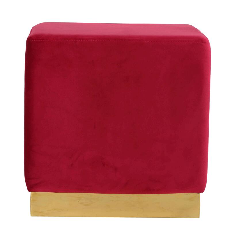 Cortesi Home Dover Square Ottoman in Pink Velvet, Brushed Gold
