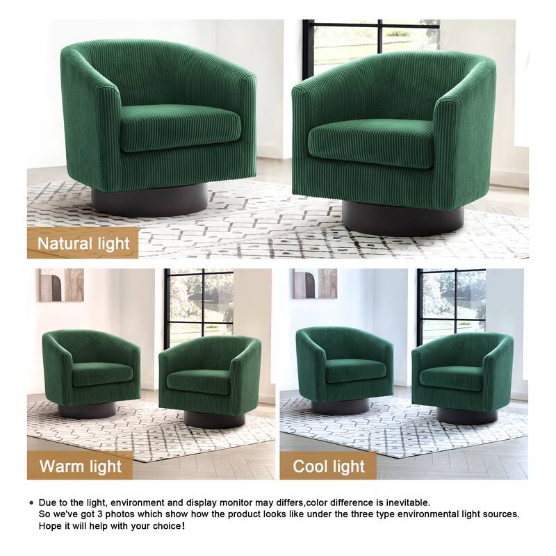 Corduroy Upholstered Swivel Barrel Chair (Set of 2)