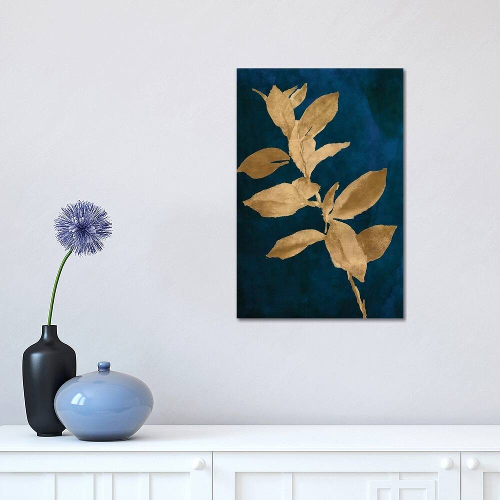 iCanvas "Gold Leaves on Navy IV" by Lanie Loreth Canvas Print