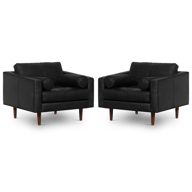 Poly & Bark Napa Lounge Chair (Set of 2) - Full Grain Genuine Italian Leather