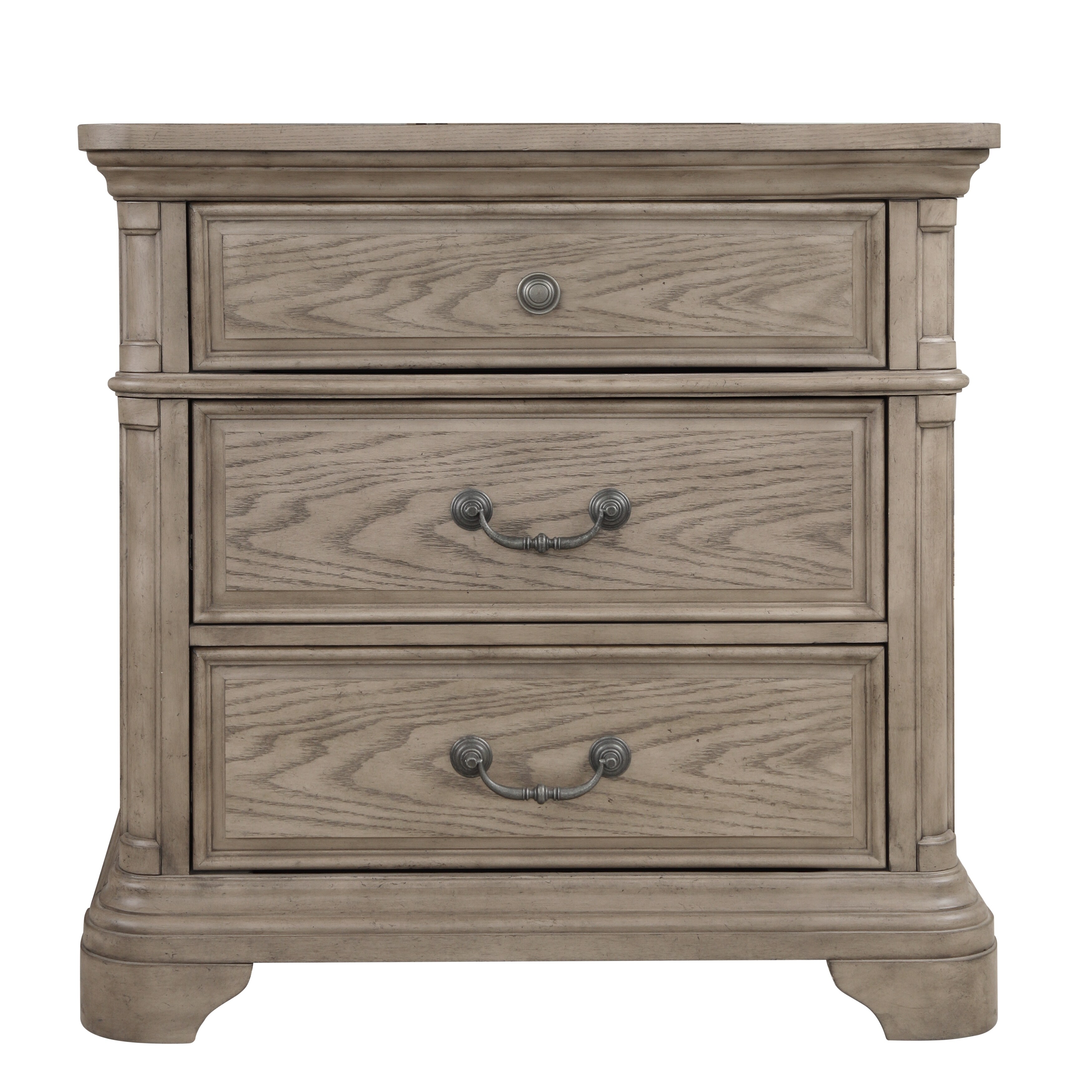 Shop Levan 3 Drawer Wood Nightstand In Light Gray With Usb Outlet Overstock 31582029