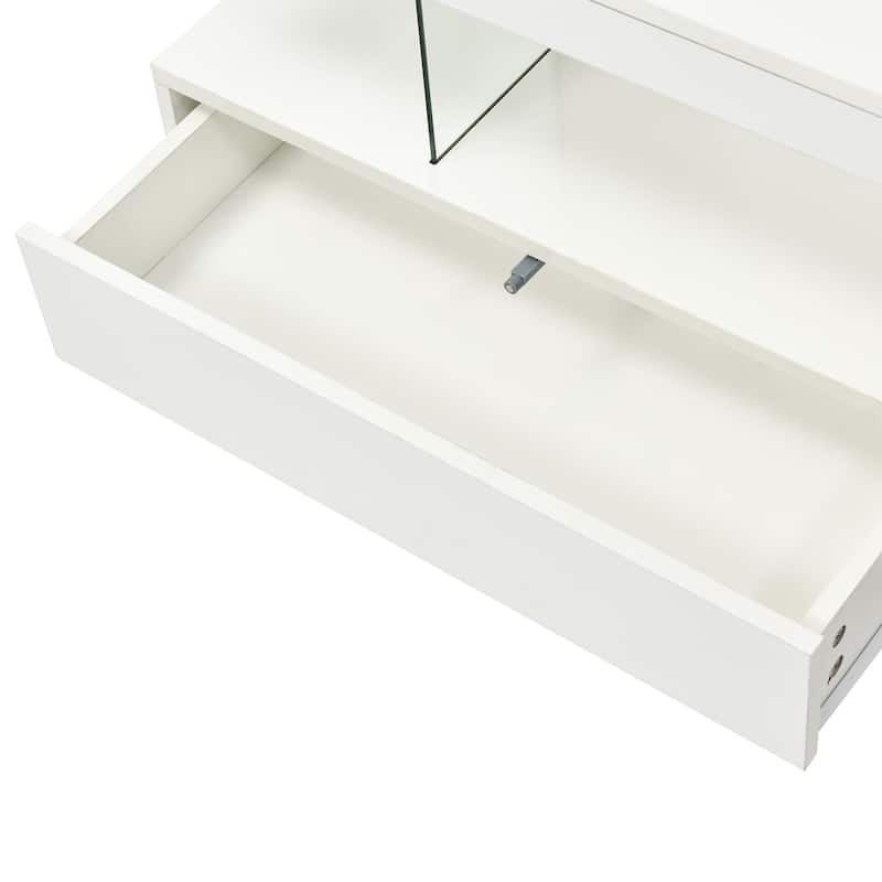 Roomfitters Modern Coffee Table with Storage Shelf and Display Space, Center Table with Lighting Effect