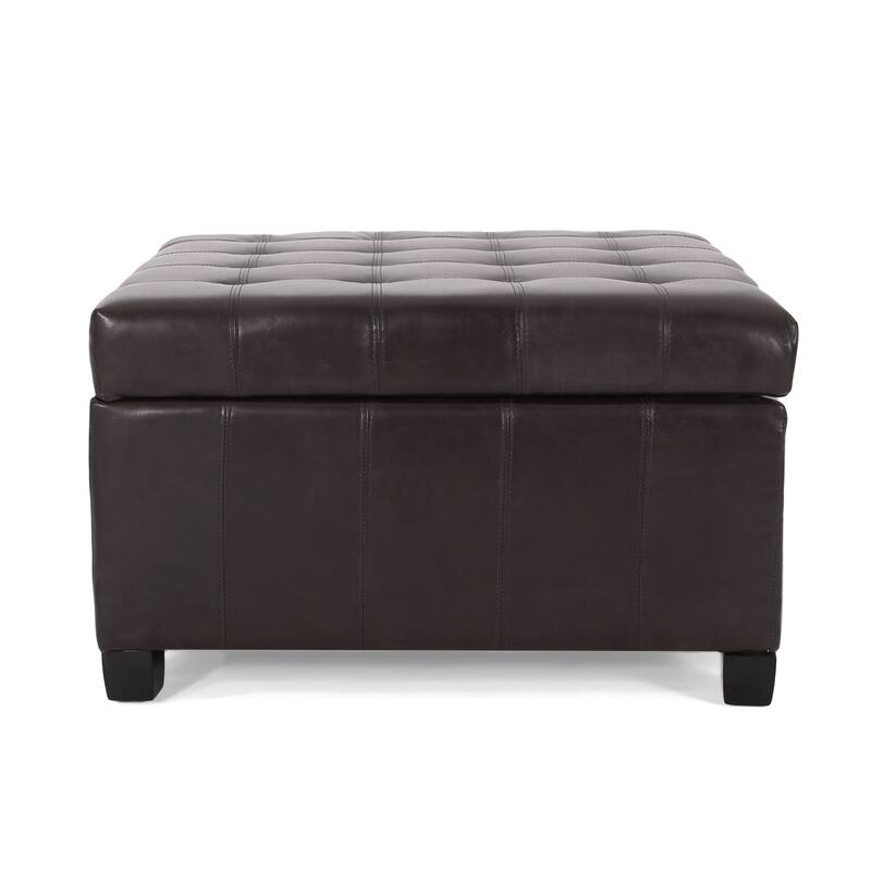 Veronica Contemporary Tufted Leather Storage Ottoman by Christopher Knight Home