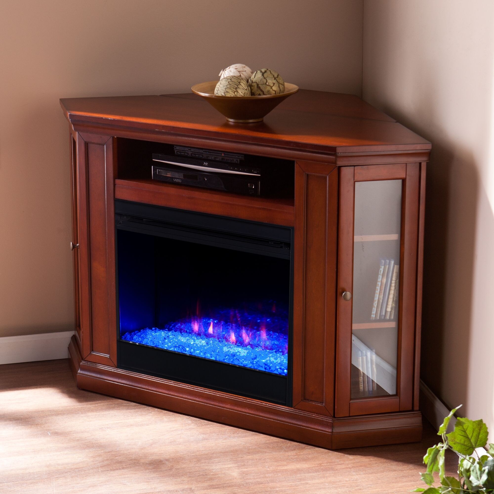Shop 48 Brown Mahogany Solid Convertible Electric Fireplace With Media Cabinets On Sale Overstock 31771467